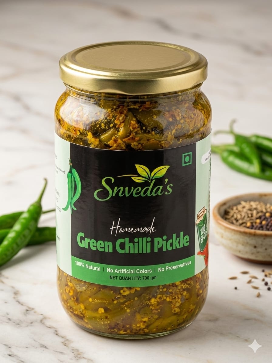 Snveda's Green Chilli Pickle